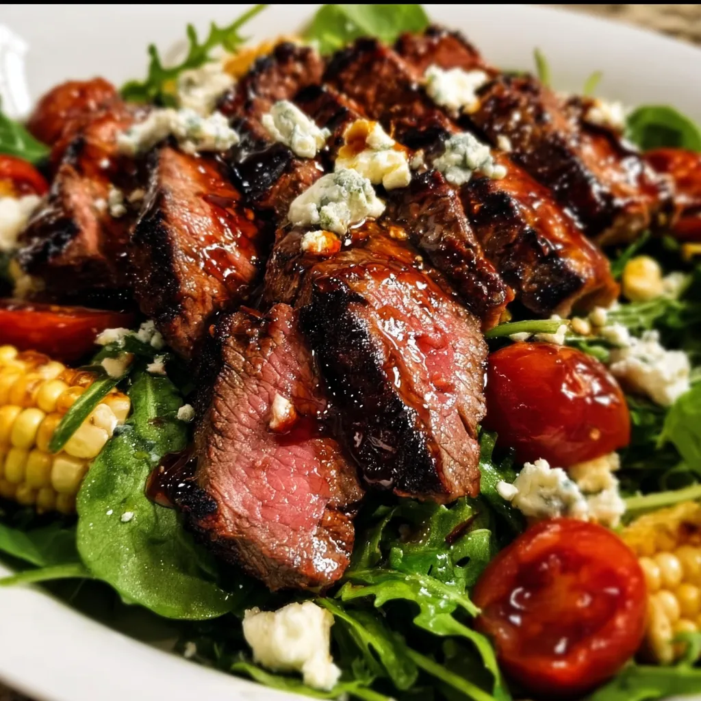 Grilled Balsamic Steak Salad with Mixed Greens and Roasted Vegetables - secondary view